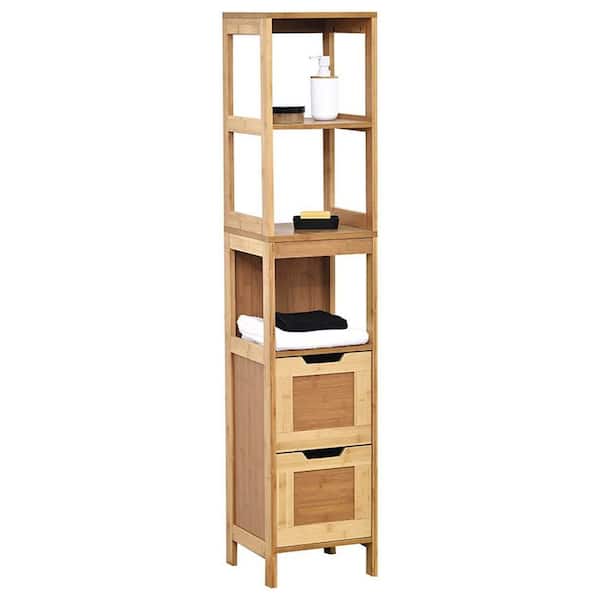 EVIDECO French home goods 56.12 in. H x 11.14 in. L x 11.14 in. W 2-Drawers Mahe Bath Free Standing Linen Tower Cabinet
