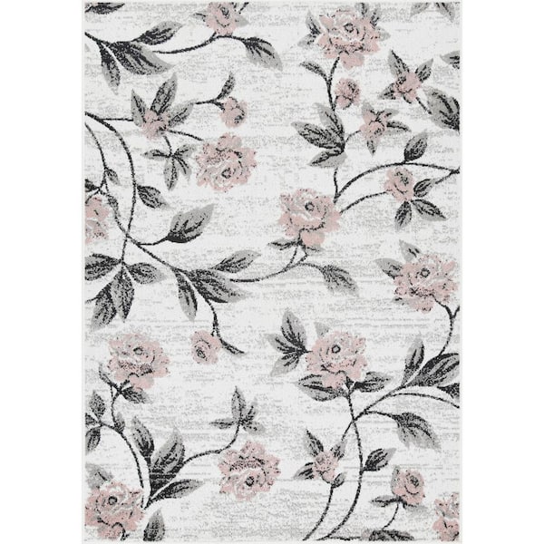 L'Baiet Luna Pink Floral 2 ft. x 3 ft. Scatter Area Rug