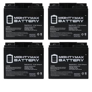 Mighty Max Battery 12-Volt 18 Ah SLA (SEALED Lead Acid) AGM Type F2 Terminal Medical Mobility Replacement Battery (4-Pack)