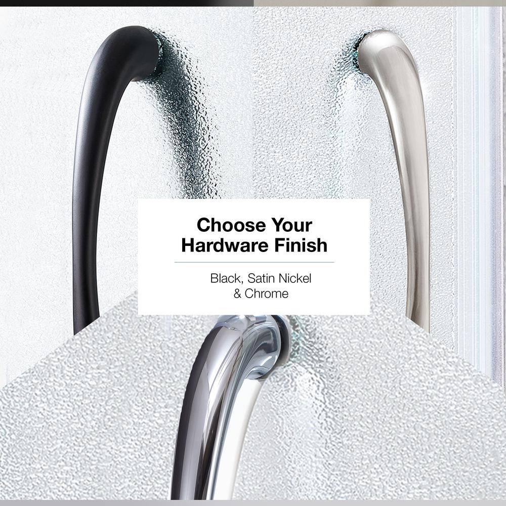 36" x 76" Round Frosted Glass Sliding Shower Kit with Acrylic Base