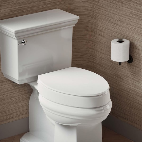 Hyten Elevated Quiet-Close Elongated Closed Front Toilet Seat in White
