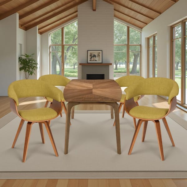 Summer Green / Walnut Fabric Arm Chair (Set of 4)