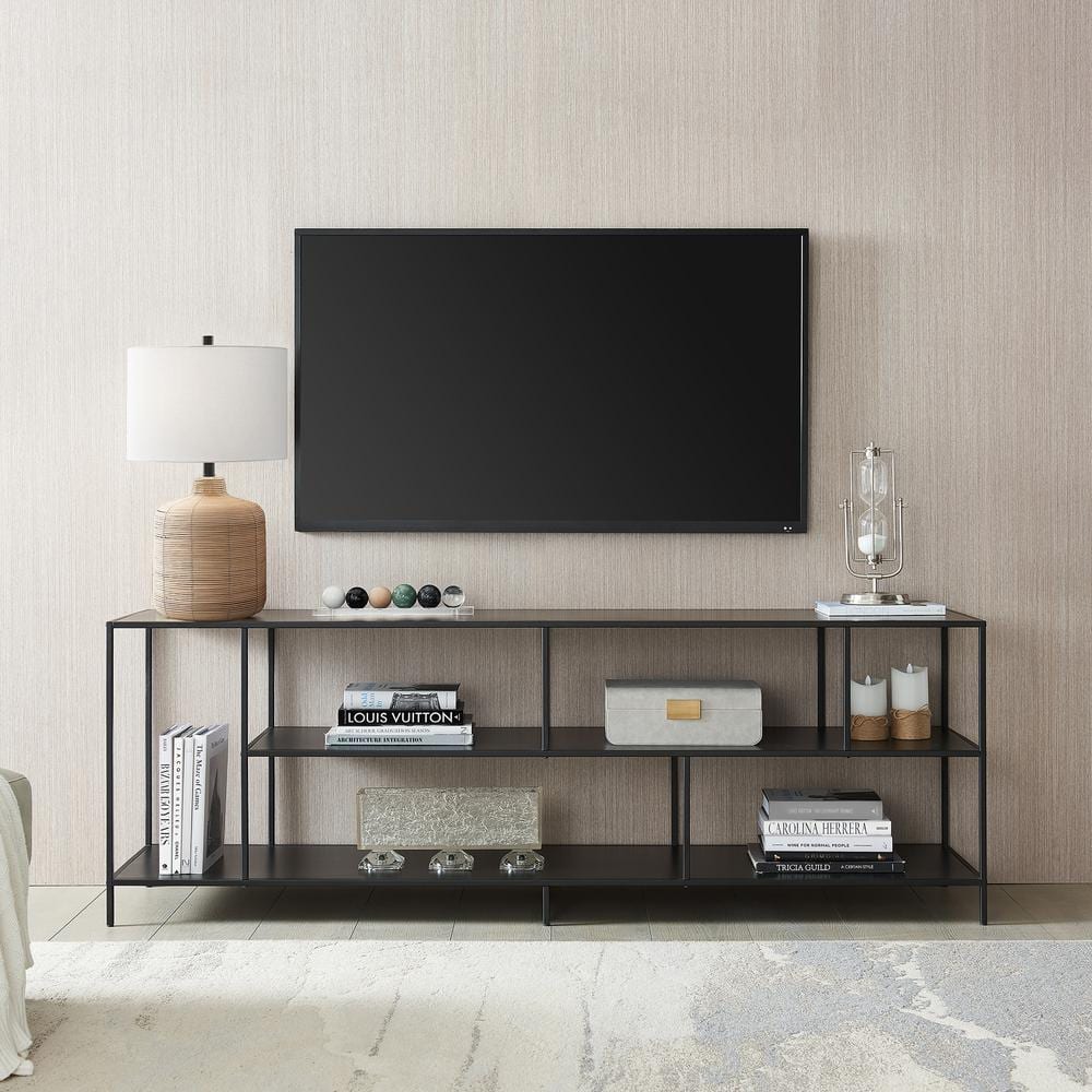 Winthrop 70" Blackened Bronze TV Stand with Metal Shelves