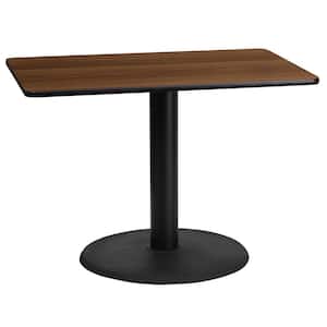 24 in. x 42 in. Rectangular Walnut Laminate Table Top with 24 in. Round Table Height Base