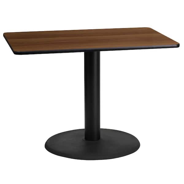 Flash Furniture 24 in. x 42 in. Rectangular Walnut Laminate Table Top with 24 in. Round Table Height Base