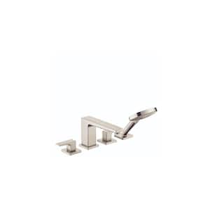 Metropol 2-Handle Deck Mount Roman Tub Faucet with Hand Shower in Brushed Nickel