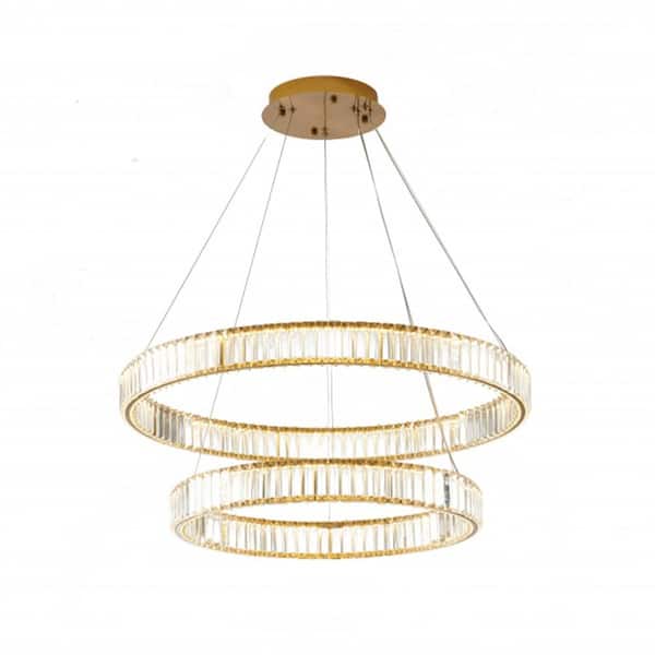 Unbranded Ottilie 1-Light dimmable Integrated LED Gold Crystal Circle Chandelier for Living Room