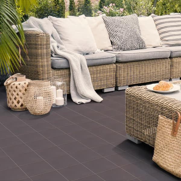 Quarry Black 7-3/4 in. x 7-3/4 in. Ceramic Floor and Wall Tile (8.8 sq. ft./Case)