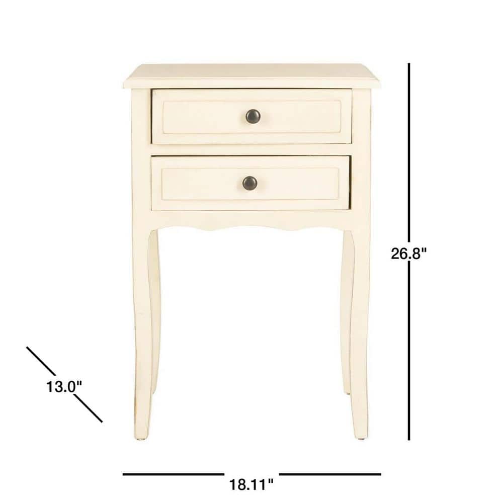 Lori Off-White Wood Rectangular Accent Table with Storage