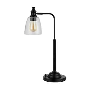 Rino 23 in. Black Table Lamp with White Shade