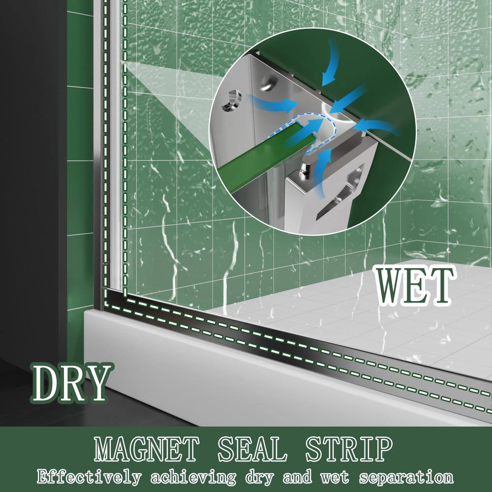 60 in. Chrome Framed Sliding Shower Door with Clear Glass