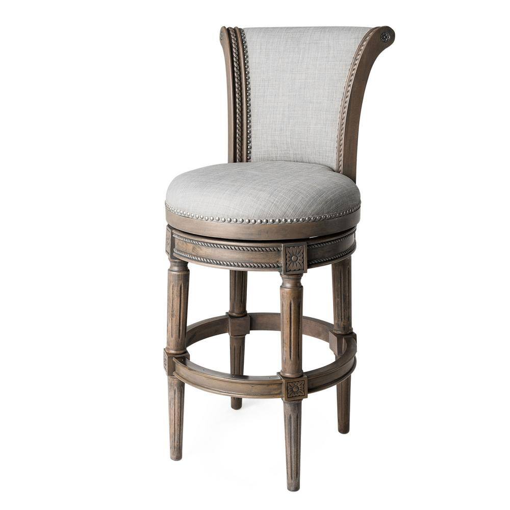 MAVEN LANE Pullman 31 in. Reclaimed Oak High Back Wooden Bar Stool with