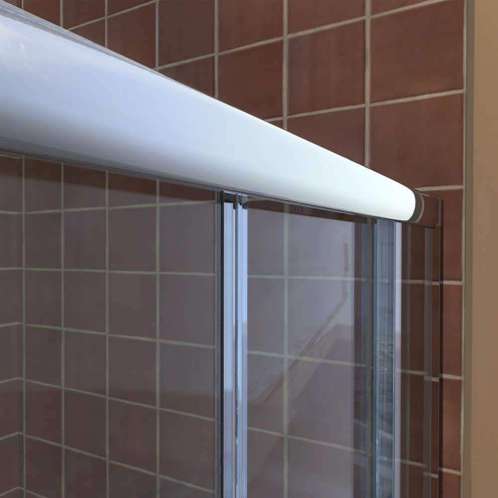 DreamLine 60'' Brushed Nickel Frameless Sliding Tub Door with Clear Glass