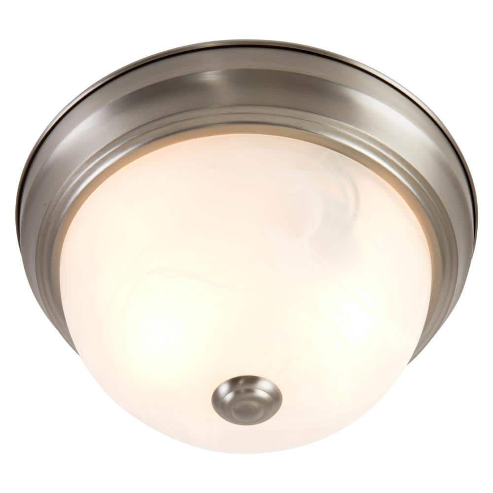 Satin Nickel 13" Flush Mount with Marble Glass Shade