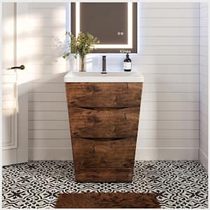 Victoria 25 in. W x 20 in. D x 34 in. H Bathroom Vanity in Rosewood with White Acrylic Top with White Sink