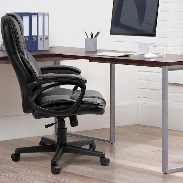 Big and Tall Black Leather High Back Executive Chair with Swivel Seat