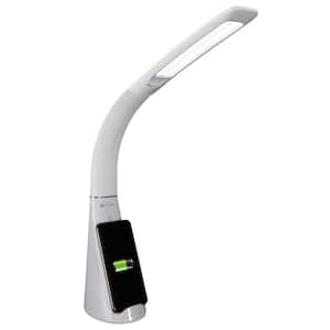 Purify LED Sanitizing 14 in. White Desk Lamp with Wireless Charging