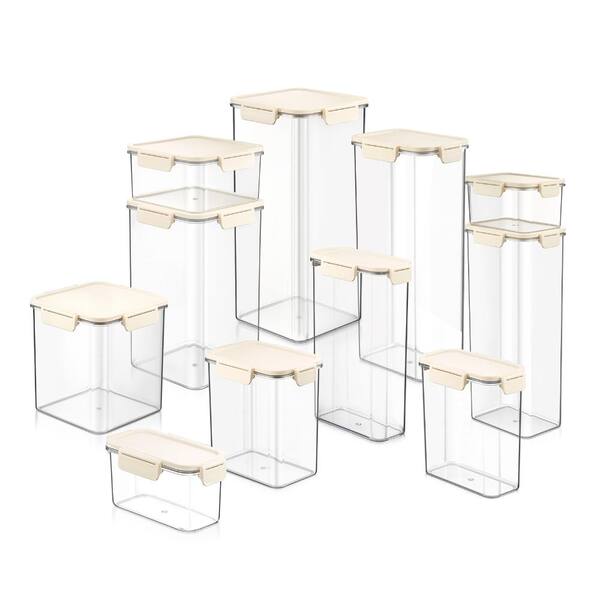 Stackable Plastic Food Storage Container with Lids (11 Pack), Clear Airtight Pantry Canister for Kitchen Organization