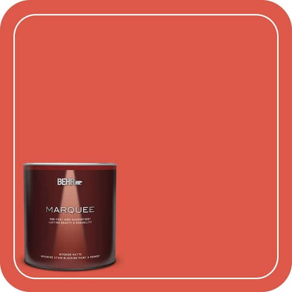 BEHR MARQUEE 1 qt. #180B-6 Fiery Red Matte Interior Paint & Primer