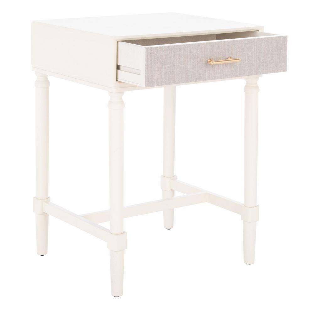 Estella White Wood 1-Drawer Accent Table with Storage