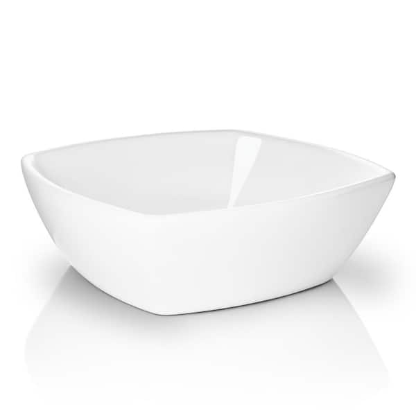 Modern Ceramic Vessel Sink - Bathroom Vanity Bowl - Flared Square White