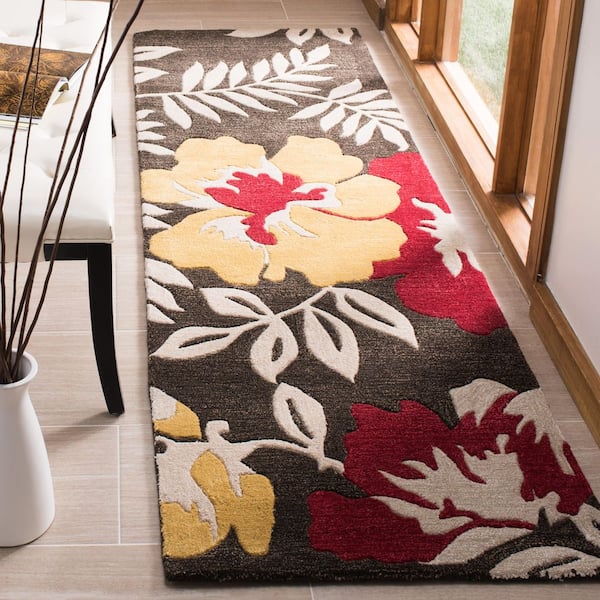 Soho 3 ft. x 8 ft. Brown/Multi Floral Runner Rug
