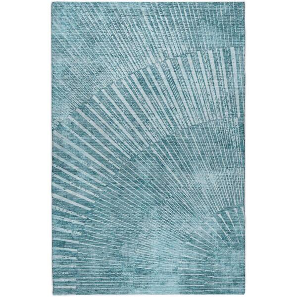 Dream Shag Premium Machine Washable Abstract ADS542 Teal 8 ft. x 10 ft. Area Rug