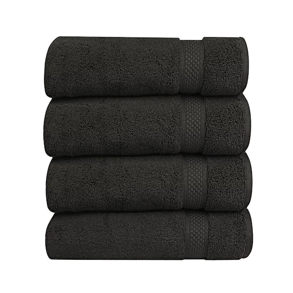 A1 Home Collections A1HC Wash Cloth 500 GSM Duet Technology 100% Cotton Ring Spun Black Onyx 13 in. x 13 in. Quick Dry (Set of 4)
