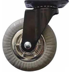 5 in. Gray Soft Rubber Chrome and Black Steel Swivel Plate Caster with 264 lb. Load Rating (4-Pack)