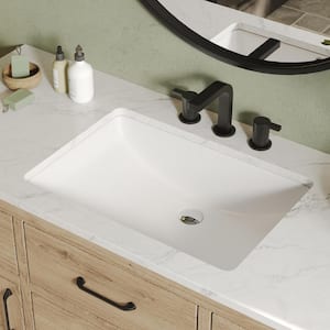 24 in. Rectangular Undermount Bathroom Sink Porcelain Ceramic with Overflow in White