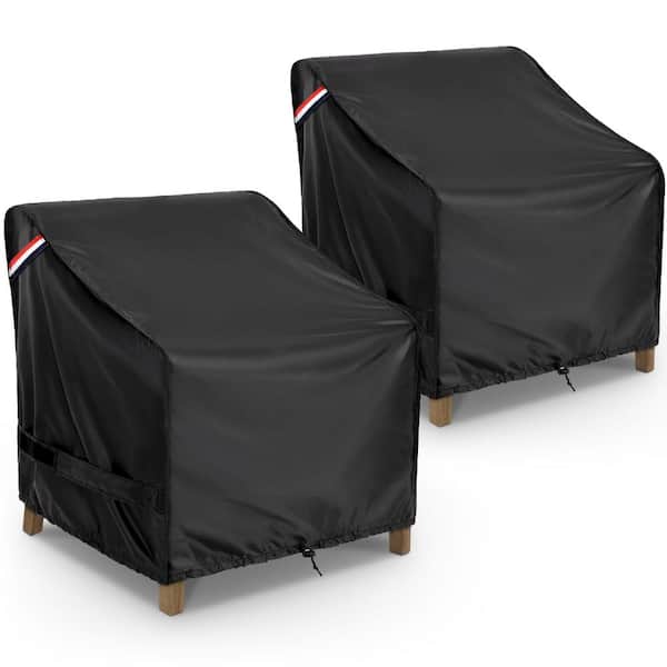 32 W x 37 D x 36 H Patio Chair Covers Waterproof 420D Oxford Black 2 Pack