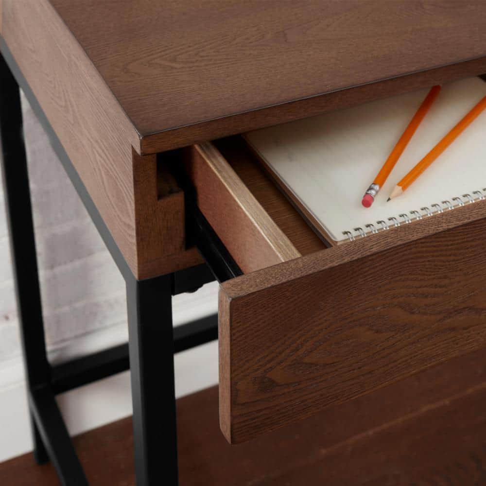 Buy Donnelly Black Metal and Haze Wood Finish Writing Desk with 2