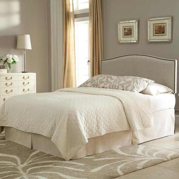 Fashion Bed Group Carlisle Full/Queen-Size Upholstered Headboard Panel with Solid Wood Adjustable Frame and Nail Head Trim Design