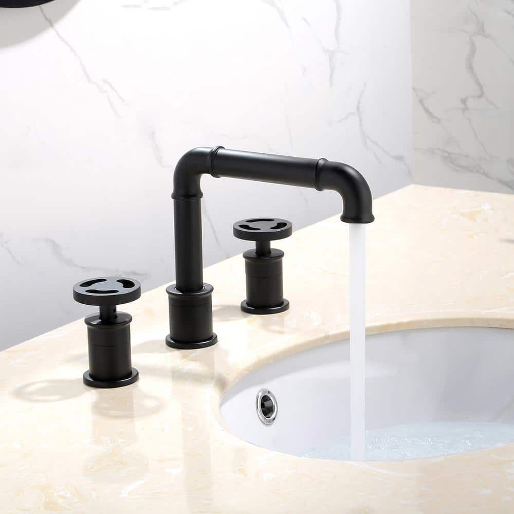 Avallon Matte Black Double-Handle Widespread Bathroom Faucet