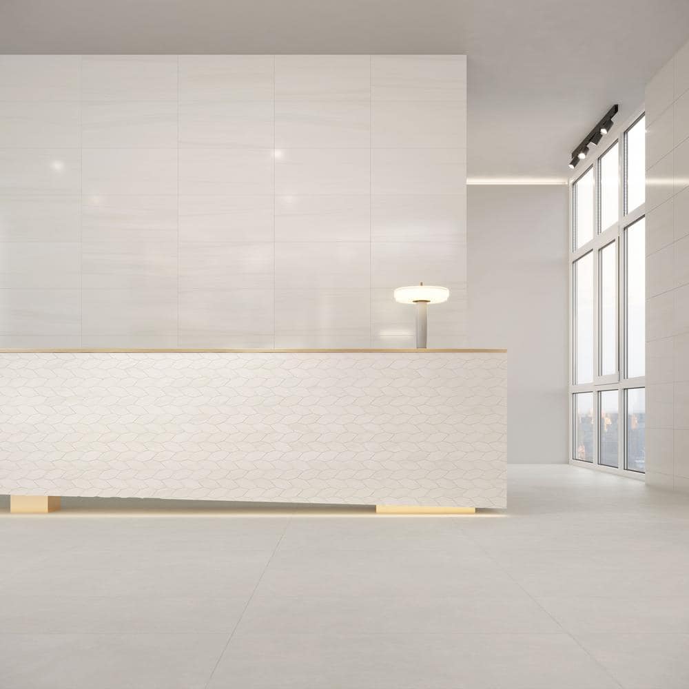 Terius Dolomite Warm White Polished Porcelain Large Format Tile