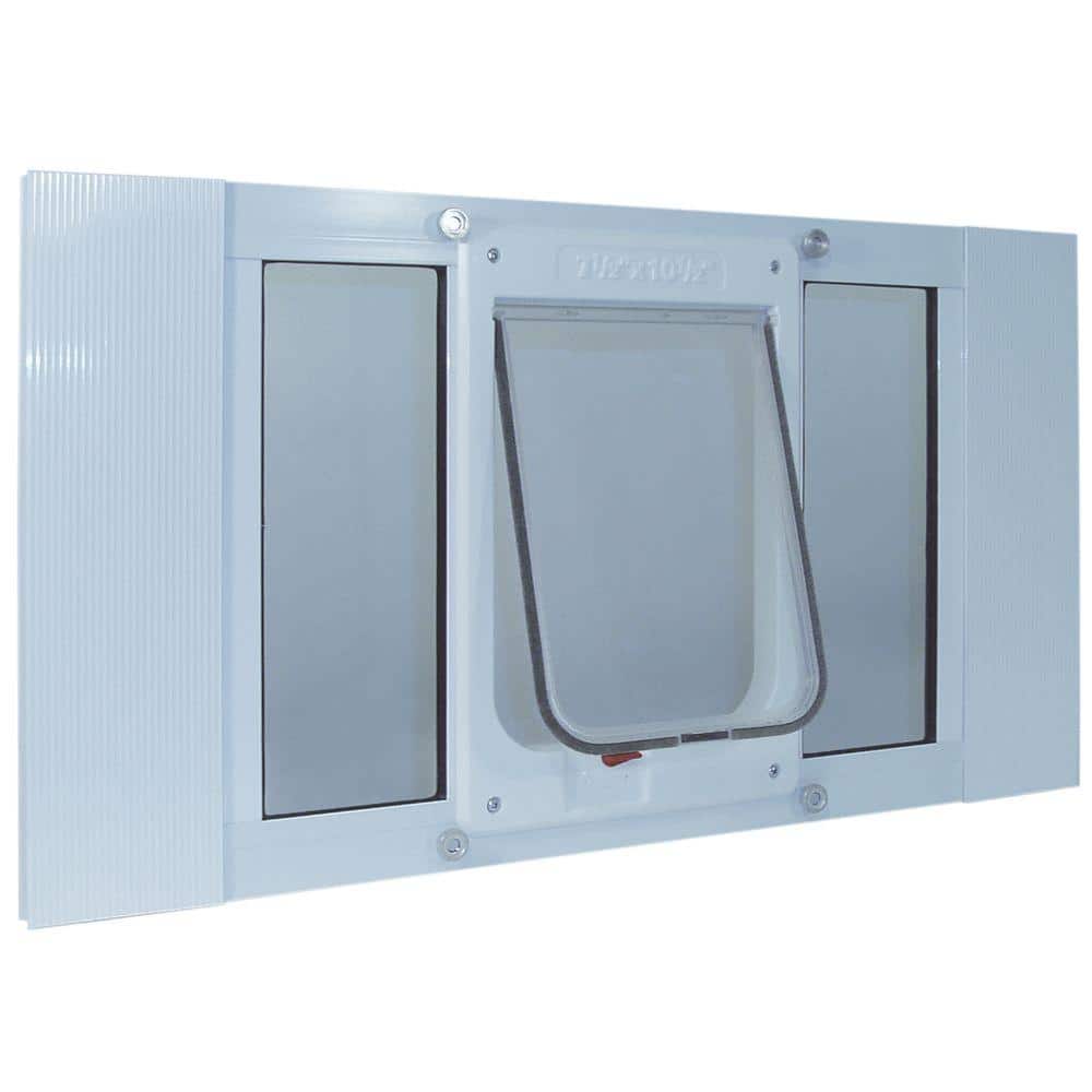 Ideal Pet Products 7.5 in. x 10.5 in. Large White Chubby Kat Pet Door Insert for 23 in. to 28 in. Wide Aluminum Sash Window