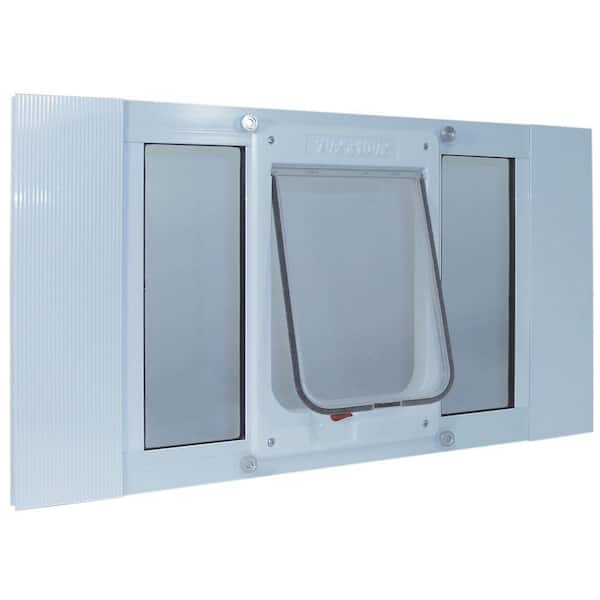 Ideal Pet Products 7.5 in. x 10.5 in. Large White Chubby Kat Pet Door Insert for 23 in. to 28 in. Wide Aluminum Sash Window
