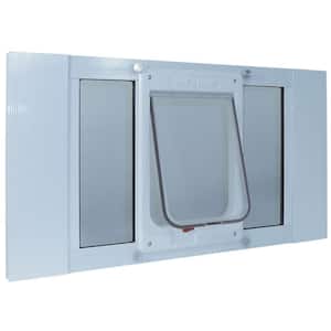 7.5 in. x 10.5 in. Large White Chubby Kat Pet Door Insert for 27 in. to 32 in. Wide Aluminum Sash Window