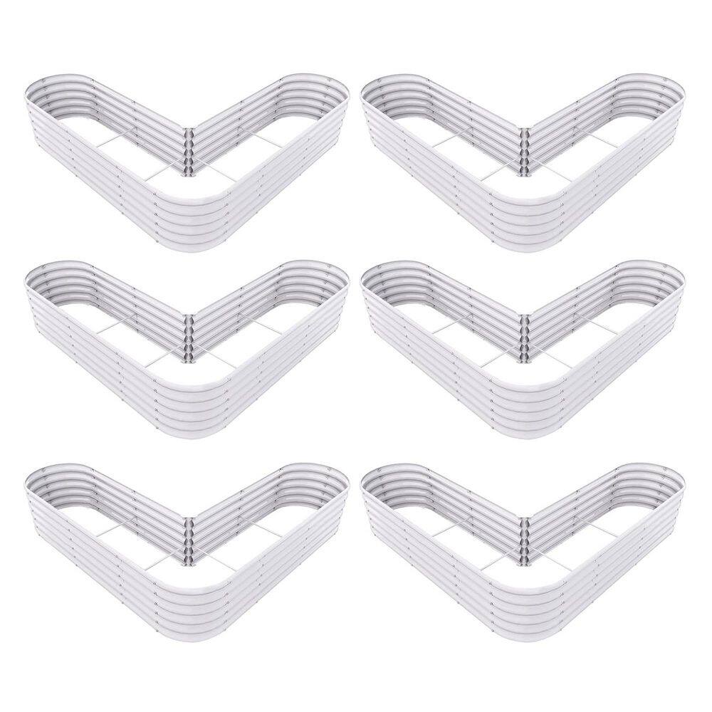 81 in. 6-Pack White Metal Galvanized Raised Garden Beds Outdoor for Planting Vegetables Flowers Herb price history on PriceWatchPro