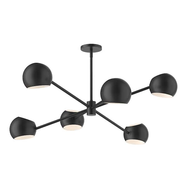 Willow 37 in. 6 Light 60-Watt Matte Black Chandelier