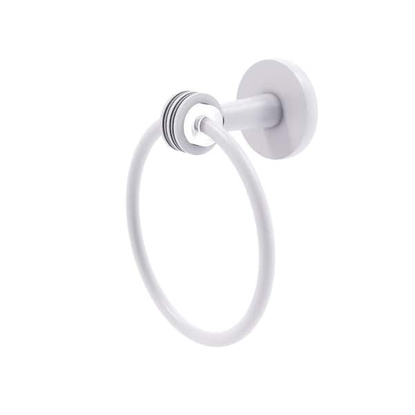 Allied Brass Clearview Collection Wall Mounted Towel Ring with Dotted Accents in Matte White