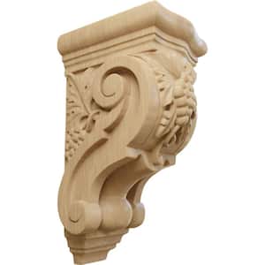 4-3/8 in. x 3-1/2 in. x 7-7/8 in. Unfinished Wood Cherry Small Grape Bunches Corbel