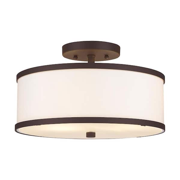 Livex Lighting Park Ridge 2 Light Bronze Semi Flush Mount