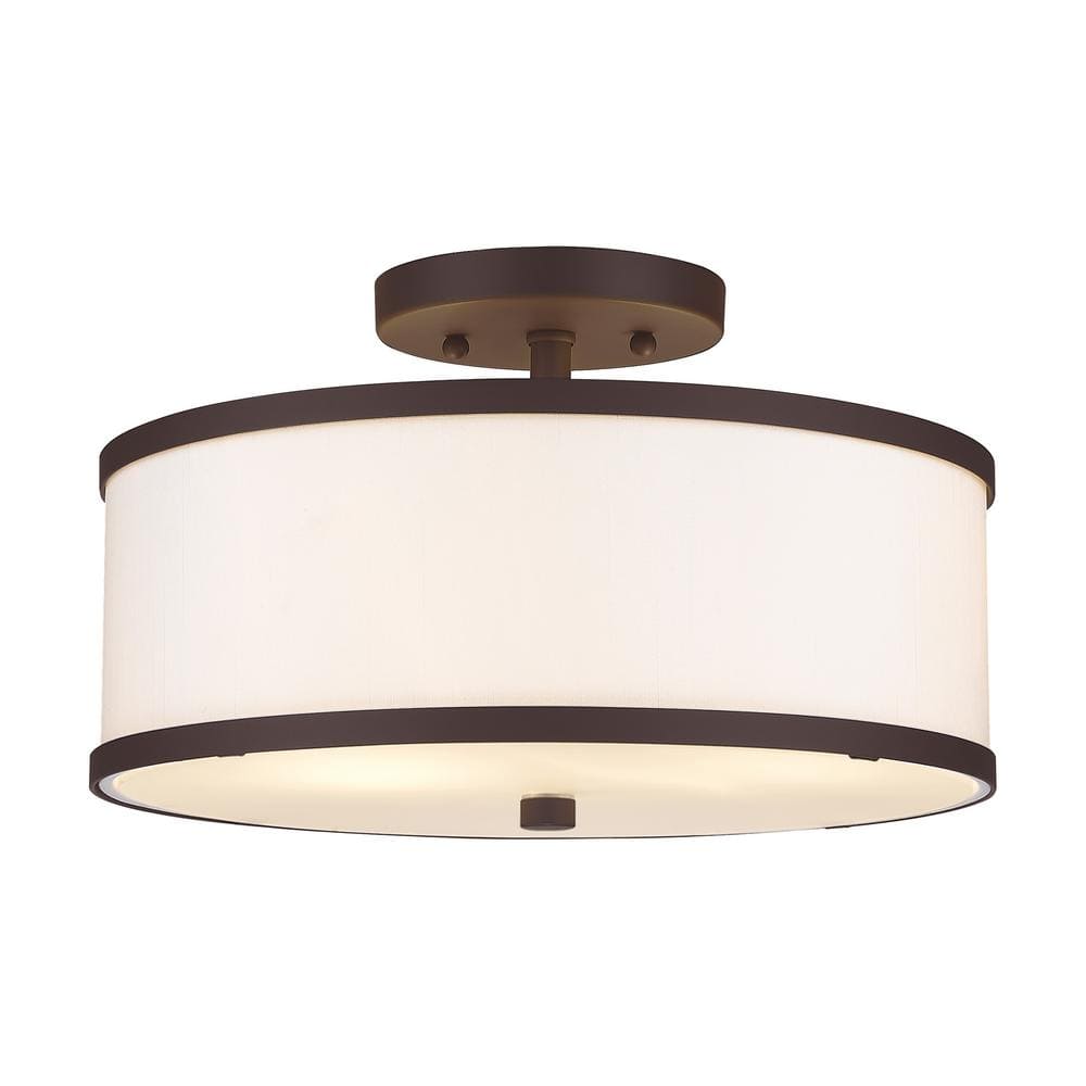 Livex Lighting Park Ridge 2 Light Bronze Semi Flush Mount 62627-07 ...