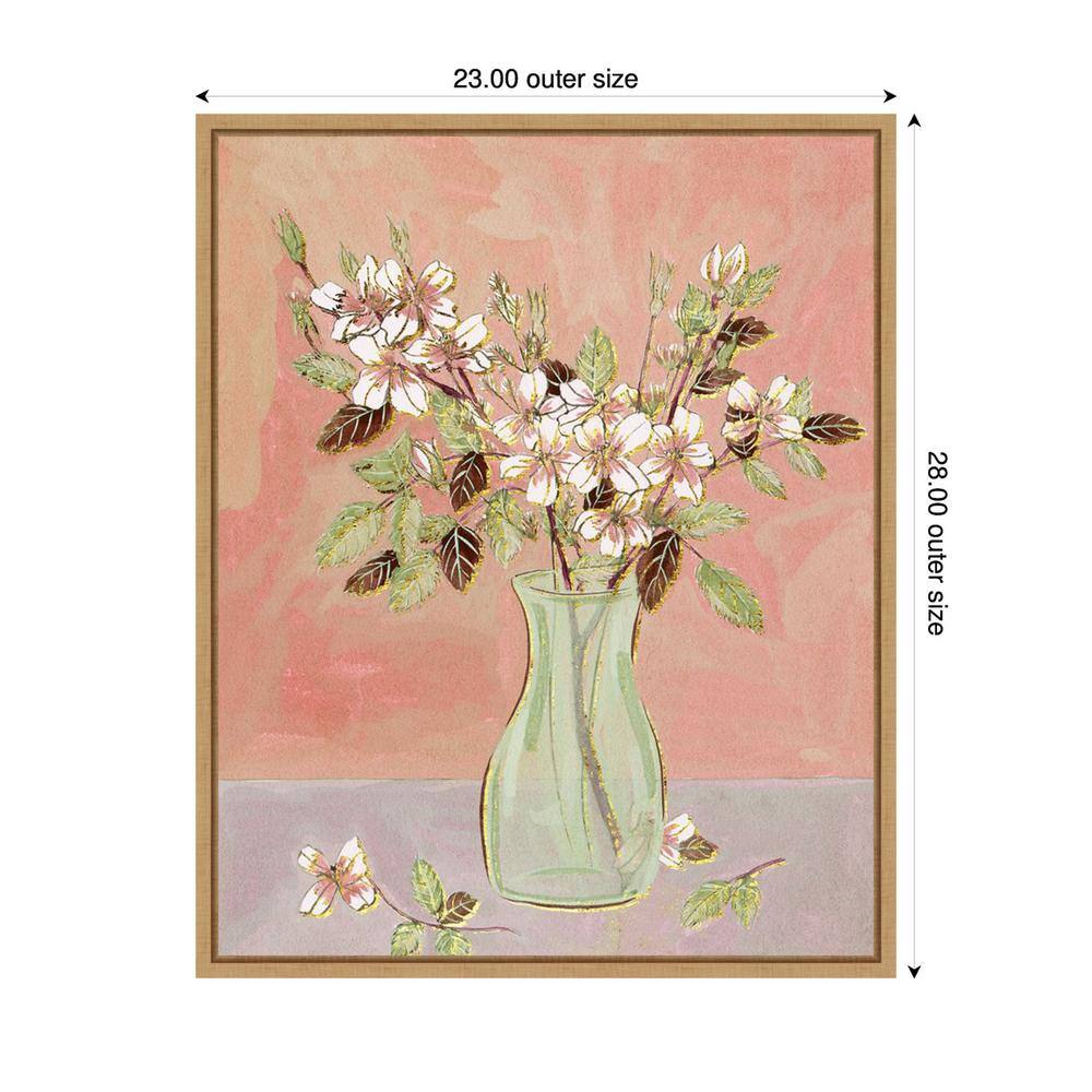 Here Comes the Bloom II 23"x28" Brown Maple Framed Canvas Art Print