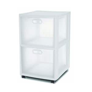 Ultra 26.25 in. H x 16 in. W x 18 in. D 2 Drawer Portable Rolling Storage Cart White