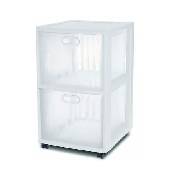 Sterilite Ultra 26.25 in. H x 16 in. W x 18 in. D 2 Drawer Portable Rolling Storage Cart White