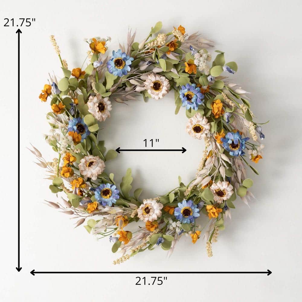21.75" Multicolor Artificial Summer Wildflower Front Door Wreath