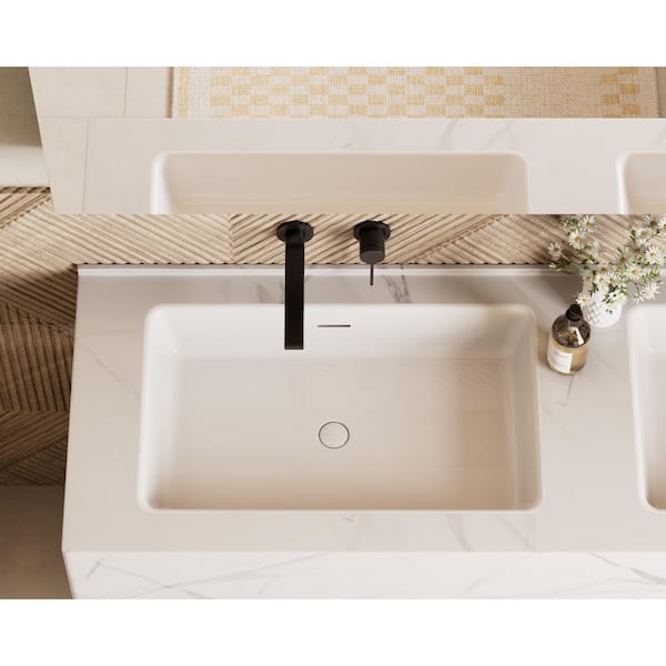 TINIAN Single Handle Wall Mount Bathroom Sink Faucet Trim with Pop-Up Drain in Matte Black