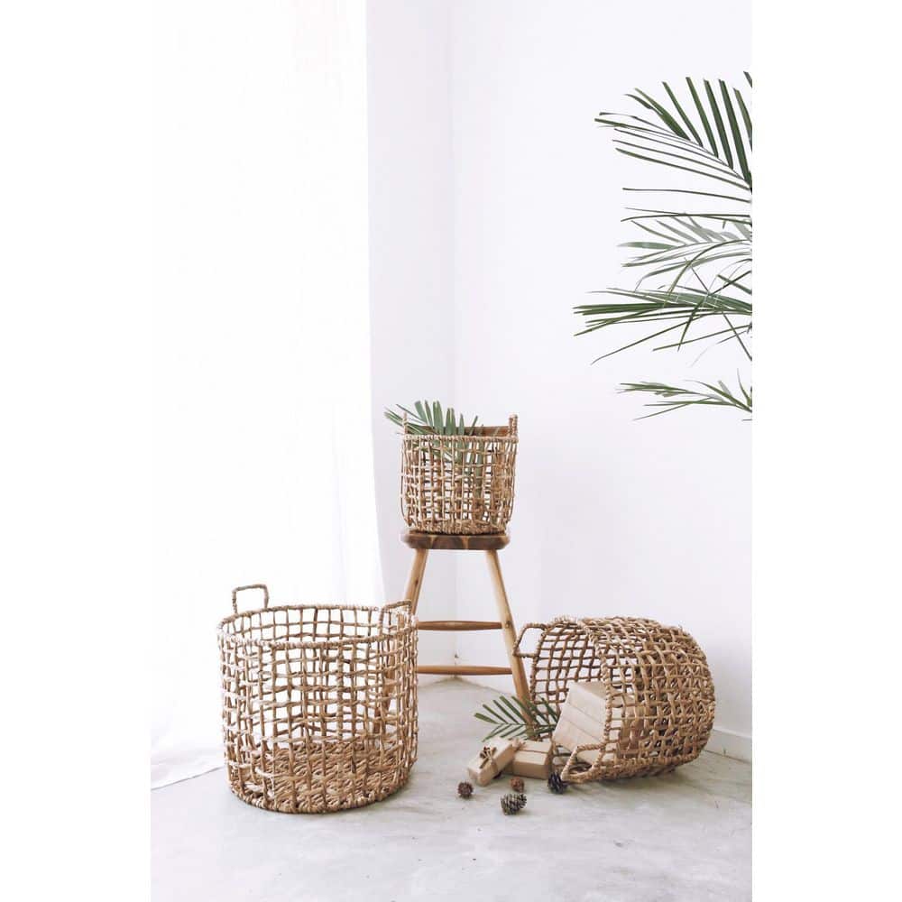 Zentique Rectangular Handmade Wicker Seagrass Woven Over Metal Small Baskets  with Handles ZENGN-B25 S - The Home Depot